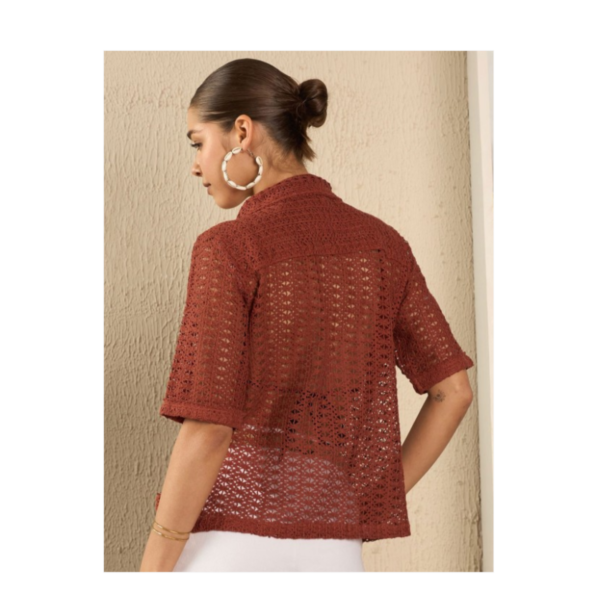 Chic Open-Knit Cuban Shirt - Image 2